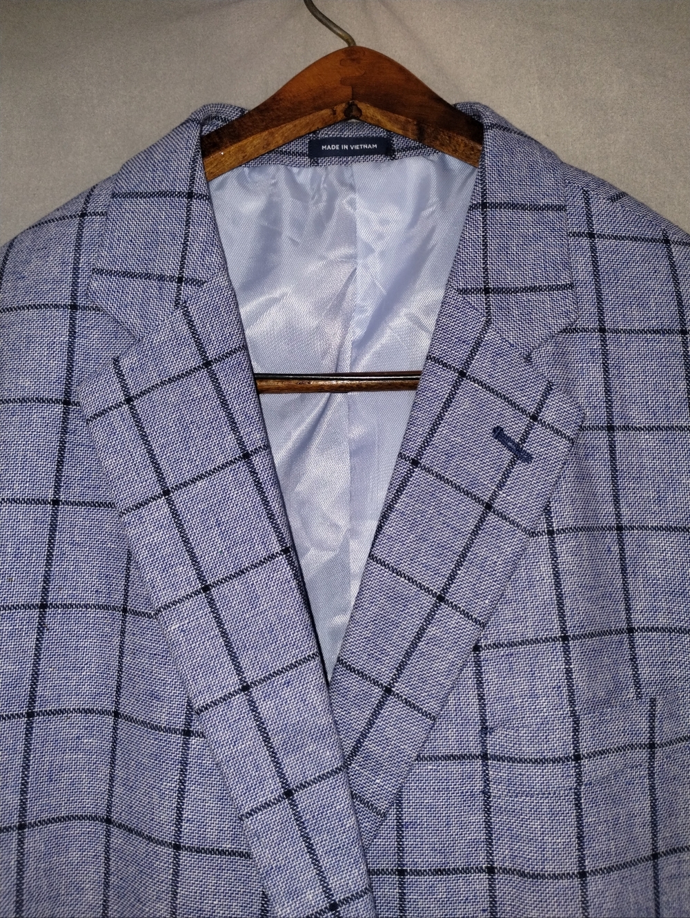 NEW Stafford Blue Windowpane Sport Coat Linen Cotton Summer Blazer